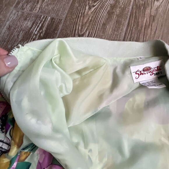 Womens Bomber Jacket Silk Floral Small Coat‎ Bright Cottage Granny Core - Picture 5 of 8